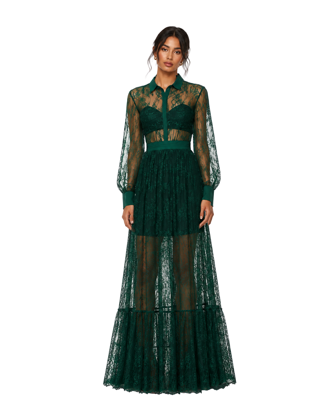 Self Portrait Gathered Chantilly lace maxi dress WEBSITE (1).png