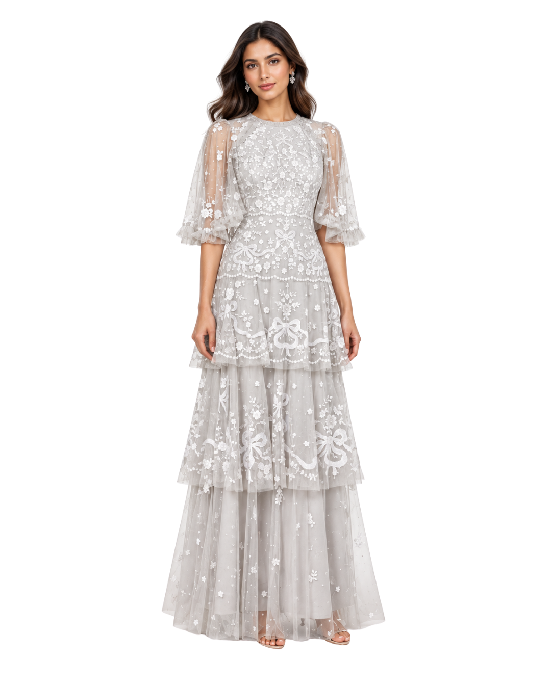 Needle & Thread Bonnie Bow Lace Gown Grey (12,14/338)