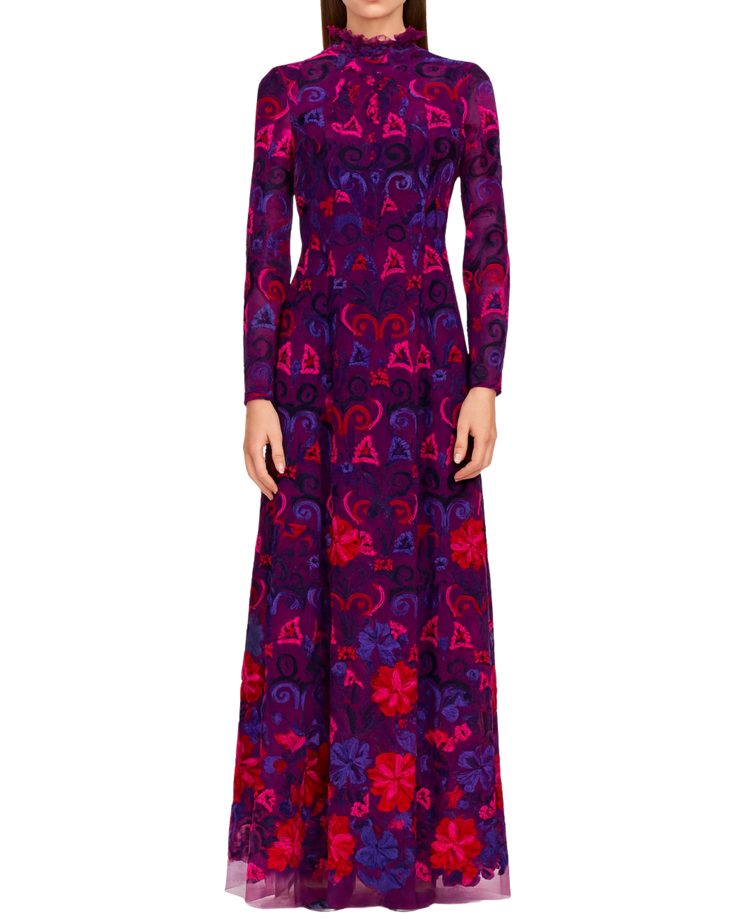 Erdem Purple Organza Floral Gown