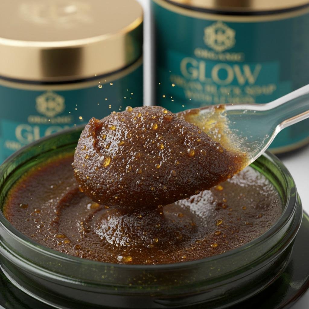 natural moroccan black soap with argan and lemon