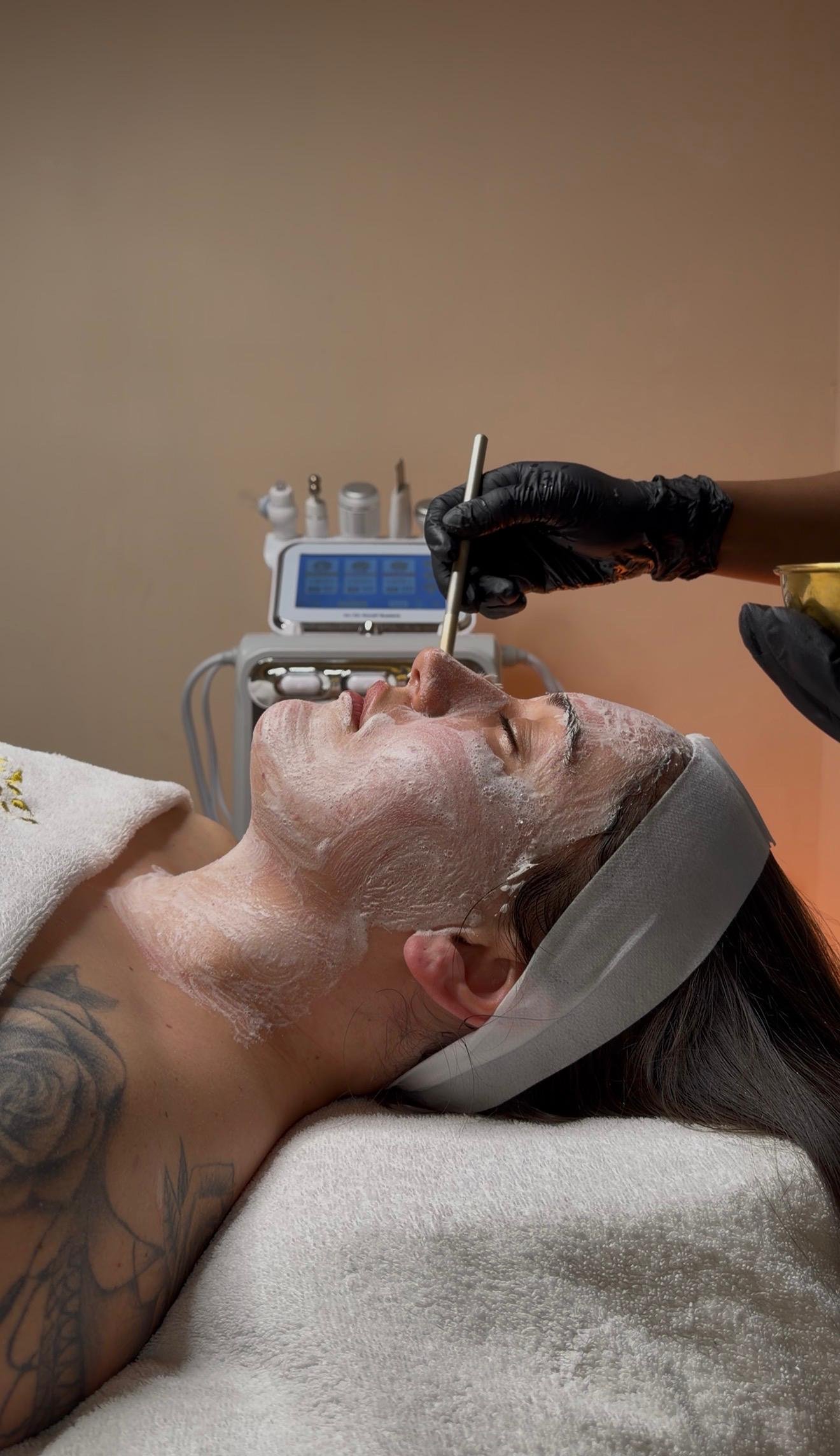 face mask application during facial at hk hammam spa