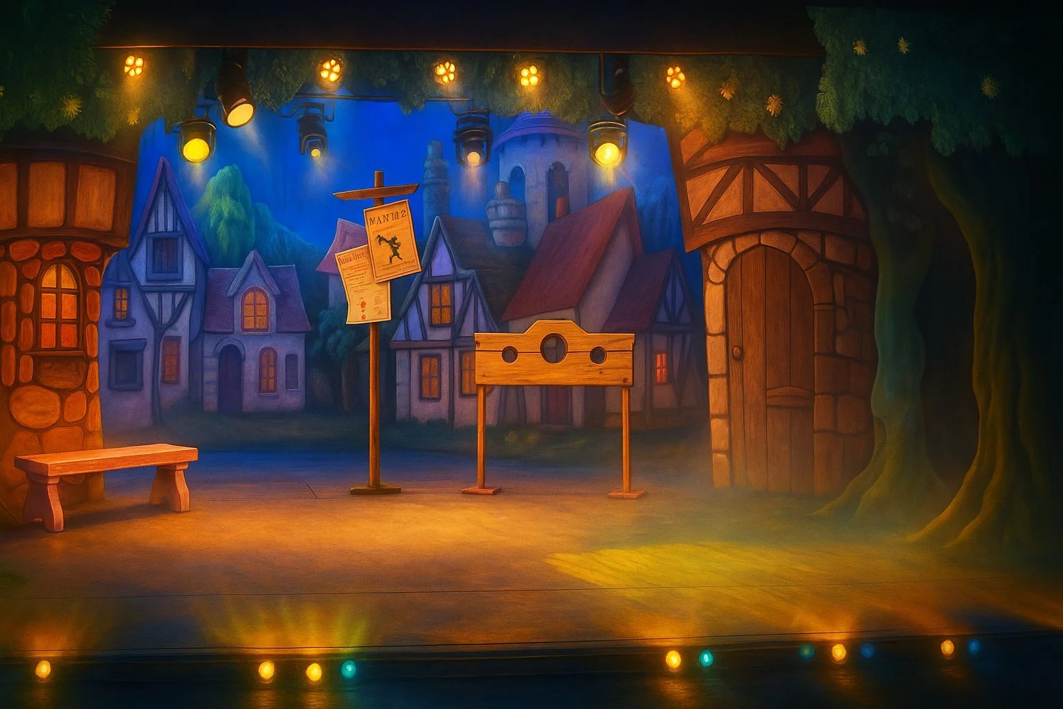 hand-painted-pantomime-village-set-stocks-scenery-hire