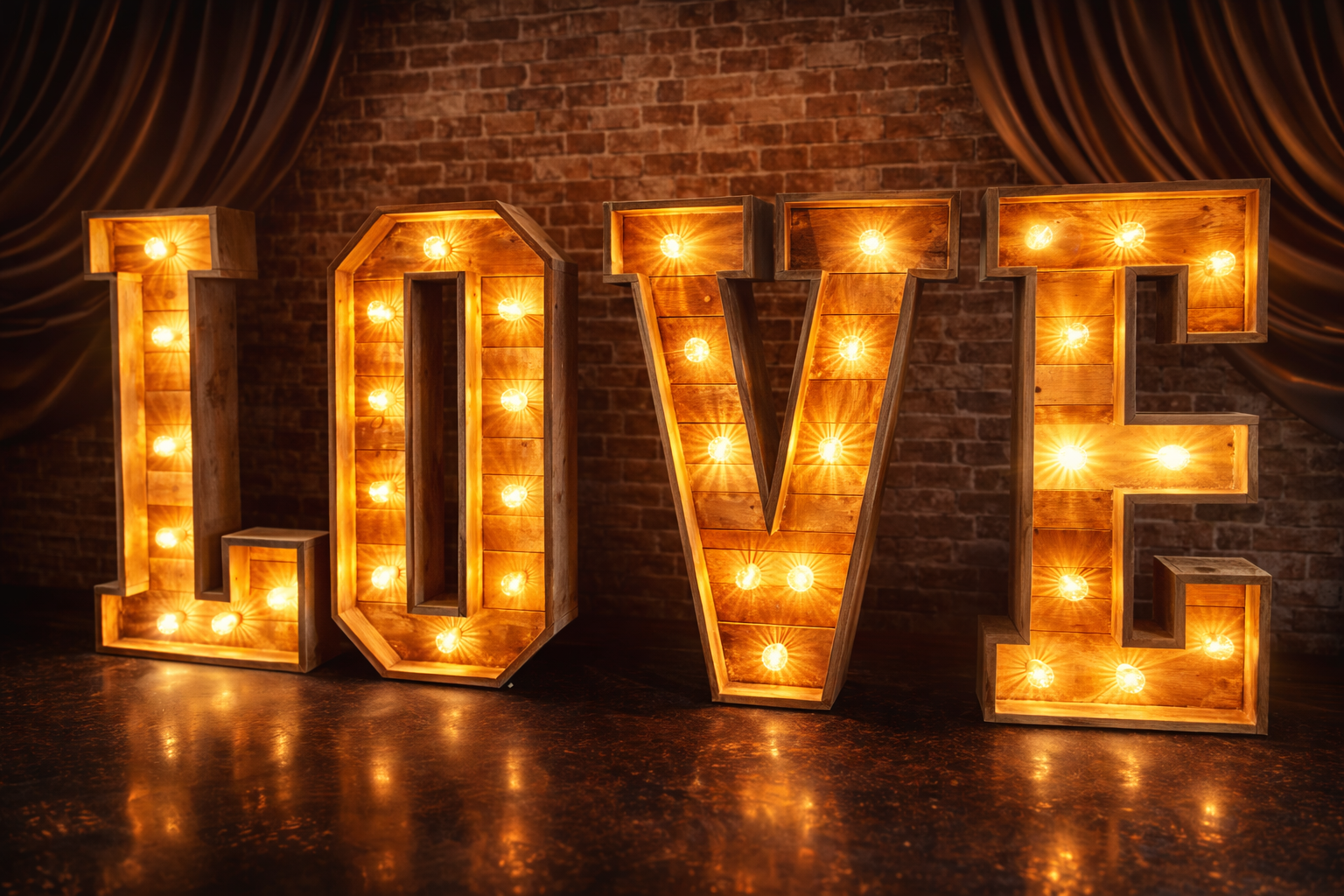 Light up letters Love rustic wood warm