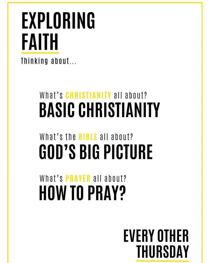 Rob is getting together again this evening with any who would like to explore key elements of Christian faith.
7:00pm - 8:00pm Starbucks at Bloomfields.