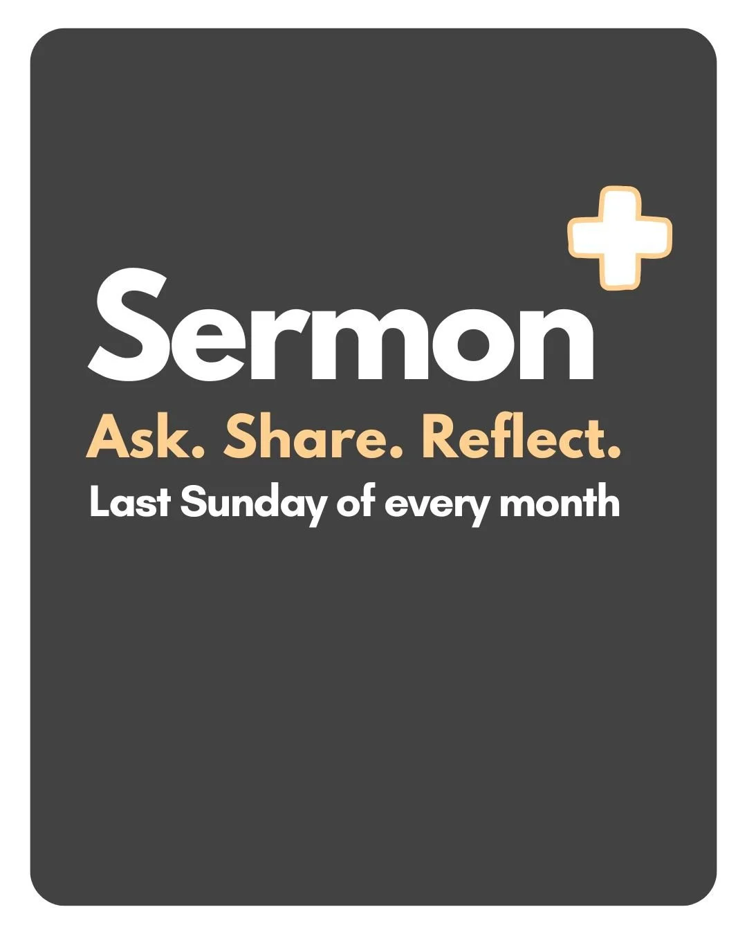 Just a heads-up so you can plan your timing this Sunday morning:

Sermon + will be happening after the service, for any who would like to dig further into the teaching from the first two topics in our Story &amp; Identity series.