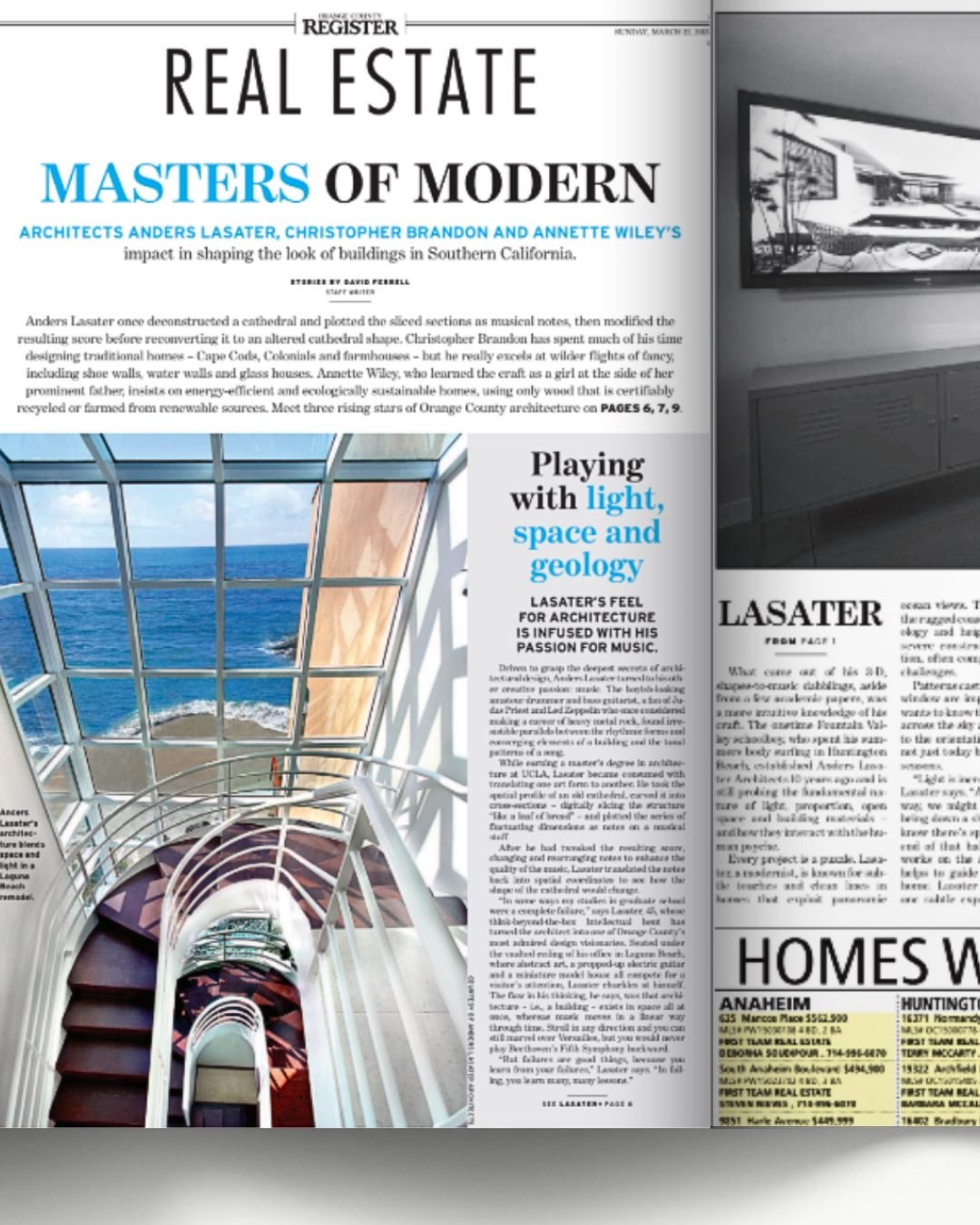 Looking back to 2015, the Orange County Register&rsquo;s Masters of Modern series captured how Anders Lasater&rsquo;s feel for architecture was deeply infused with his passion for music. While earning his master&rsquo;s degree at UCLA, Lasater explor
