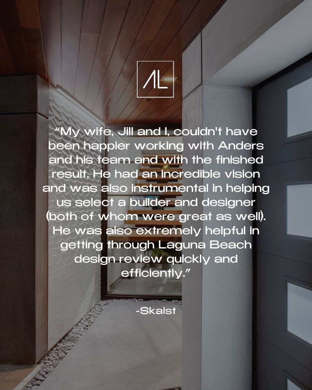 Seven years ago, a client shared words that still make us smile today. As we celebrate 20 years of designing homes and memories, it&rsquo;s reminders like these that show why every detail matters and every relationship counts.

#AndersLasaterArchitec