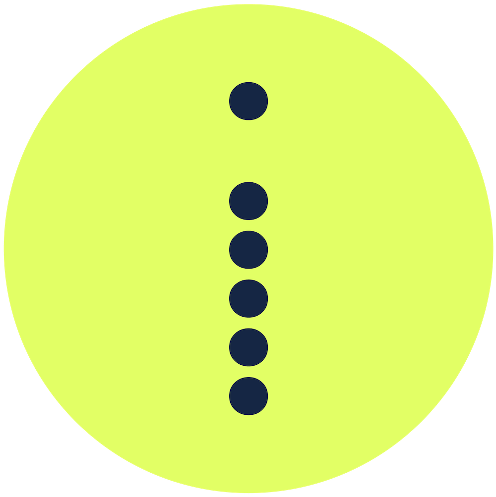 Dew Point Cooling submark - Close-up of a neon yellow-green ball with five black dots arranged in a vertical line.