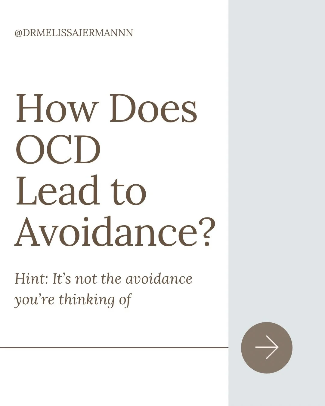 Let&rsquo;s talk about OCD and avoidance. 

When we speak about avoidance, we are usually referring to avoiding something that feels triggering, but we can also avoid because of the rules and demands OCD places on an activity.

Swipe to learn more!

