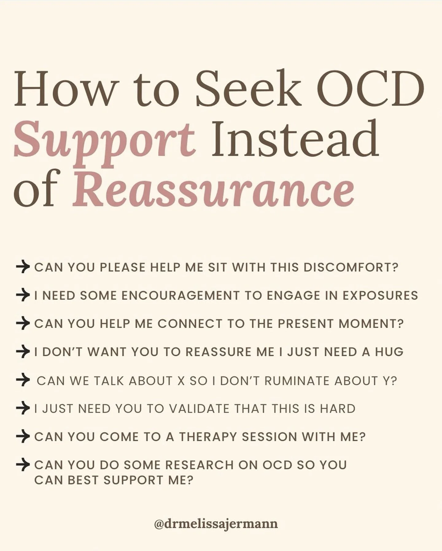 You can seek OCD support without engaging in compulsive reassurance seeking!

It takes mindfulness and skills from both parties to do this. 

It is your responsibility to seek support skillfuly, like using a prompt example here. Remember, you can get