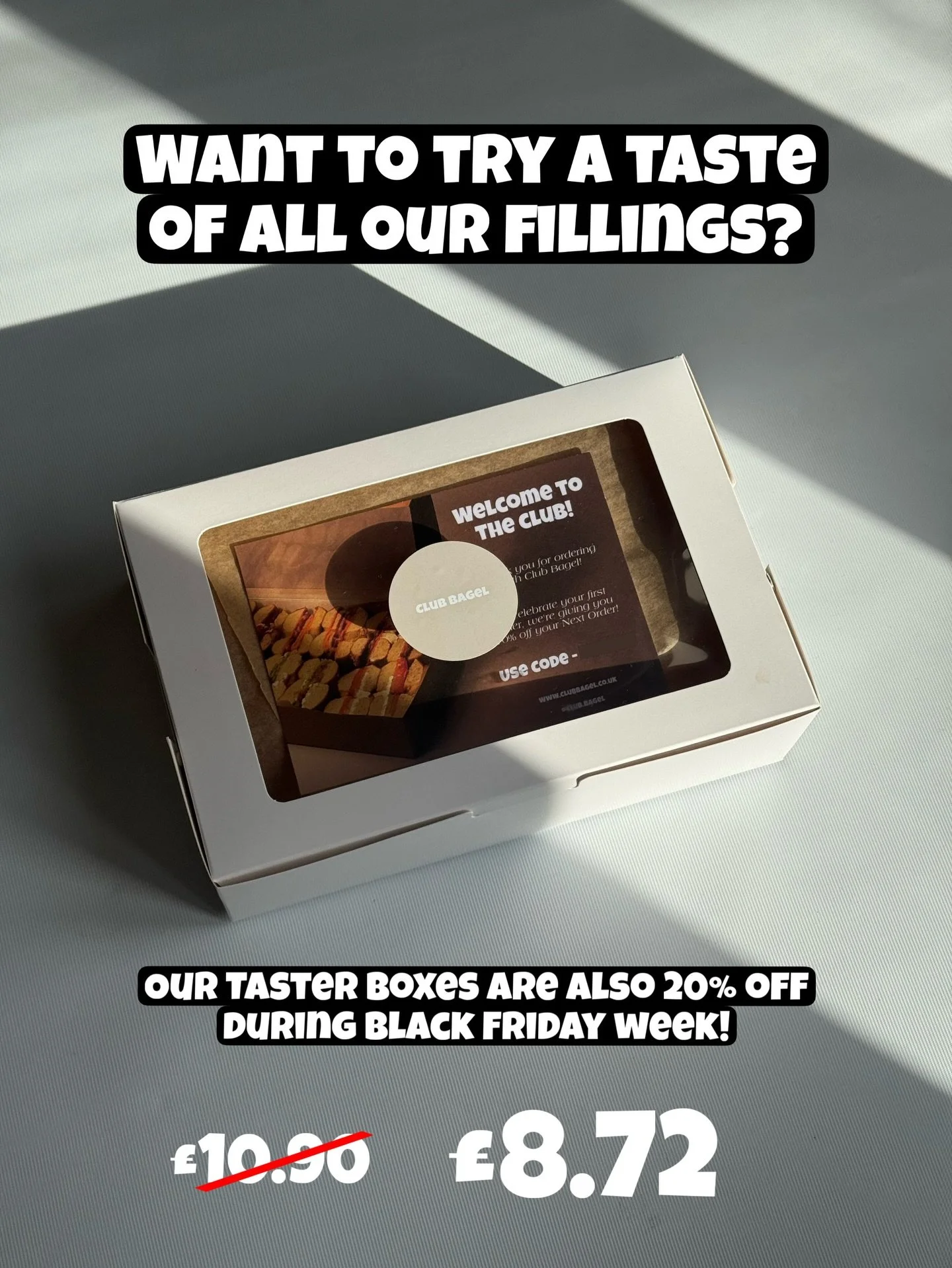 The best week to try one of our taster boxes 🥯

Use code - BLACKFRIDAY

Offer ends 30/11/25 ⏳