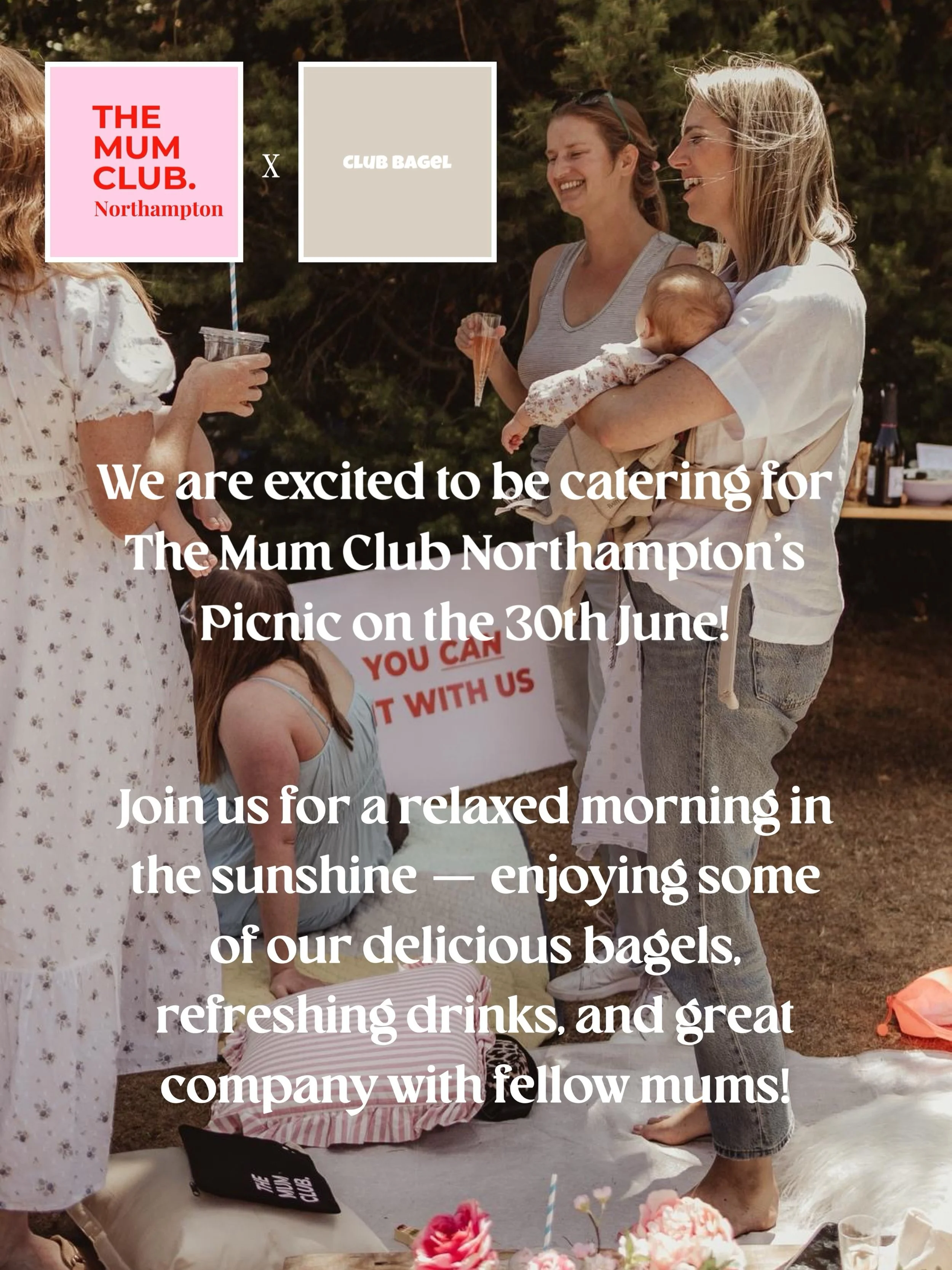 We are looking forward to providing some of our delicious bagels for @themumclubnorthampton picnic on the 30th June 🧺🥯

A link to the event is in our bio for anyone interested! ☀️ 

#bagels #picnic #northampton #mumclub #food