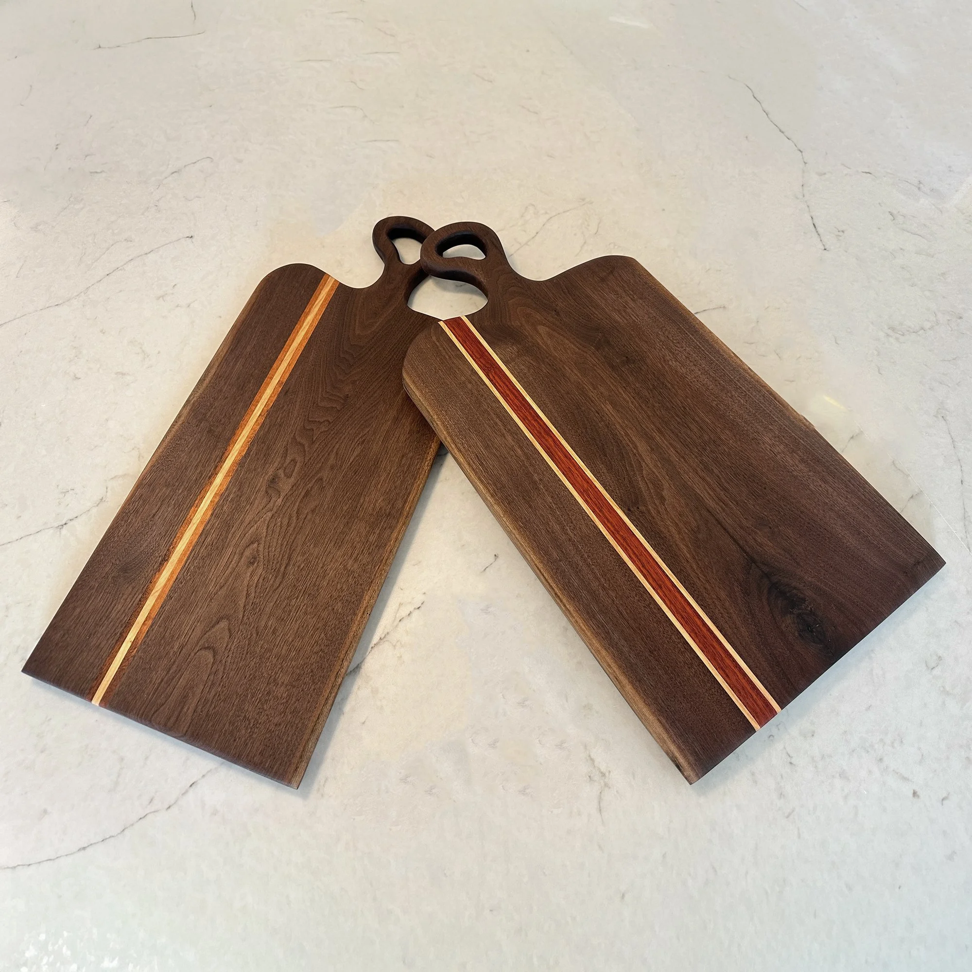 Walnut Charcuterie Board With Hardwood Inserts - 24 x 12