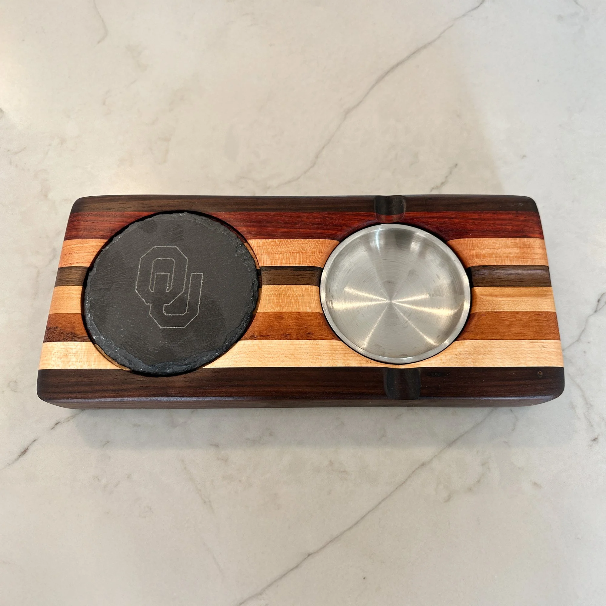 Cigar center designed for enjoying on your patio. Branded with the OU logo.