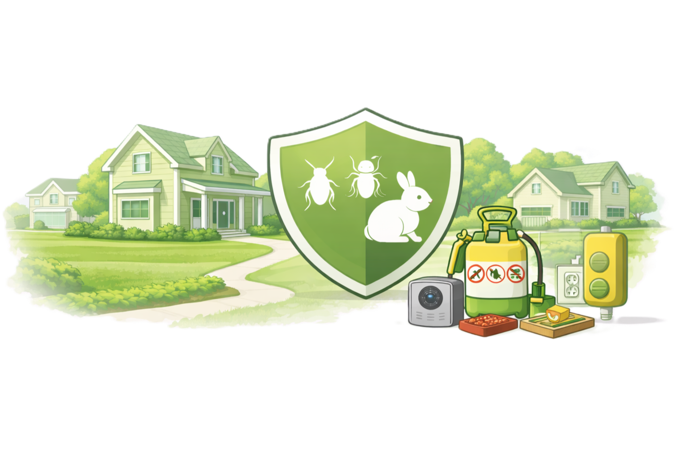 Illustration of residential pest control services for Plymouth, Devon and Cornwall.