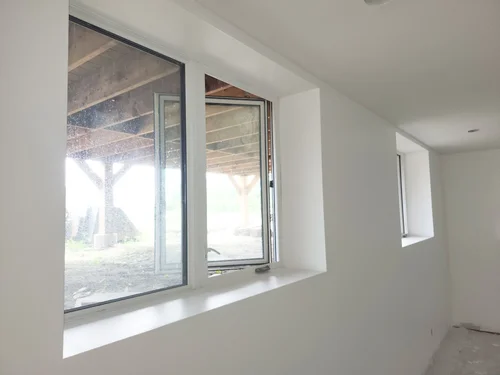 Clean installed window jamb close-up