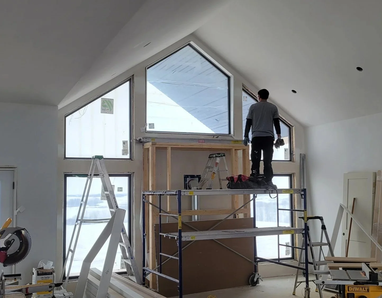 Window Wall finished with PVC Window Jamb Extensions