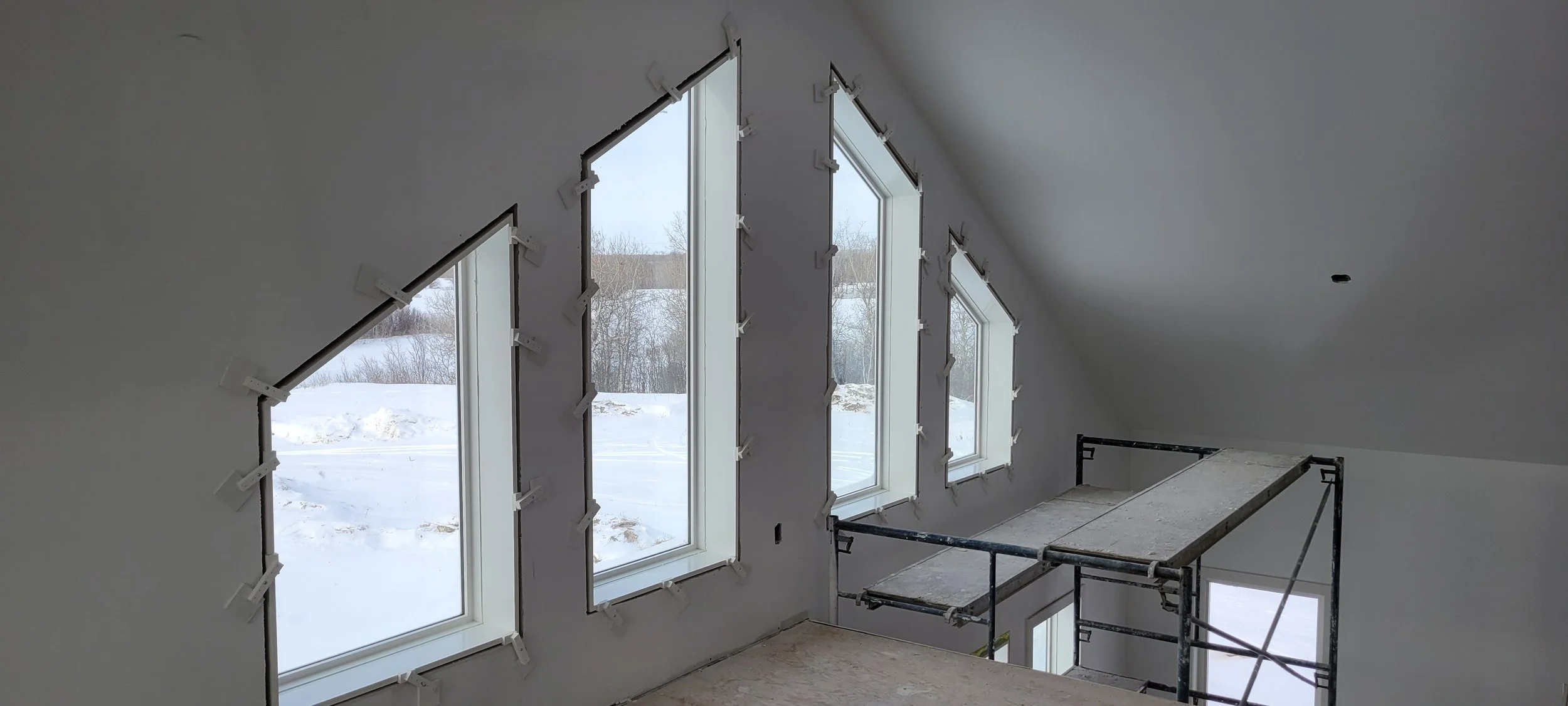 4  Rakehead windows finished with PVC Jamb Extensions