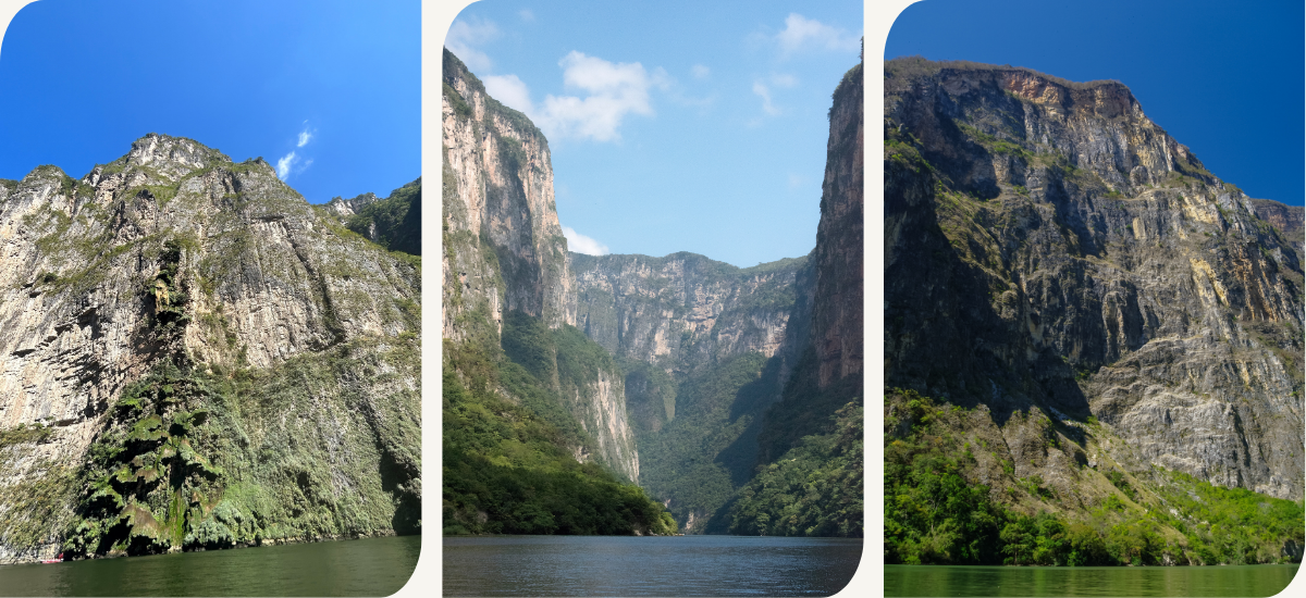 Uitzicht vanop de boot over de Canyon de Sumidero