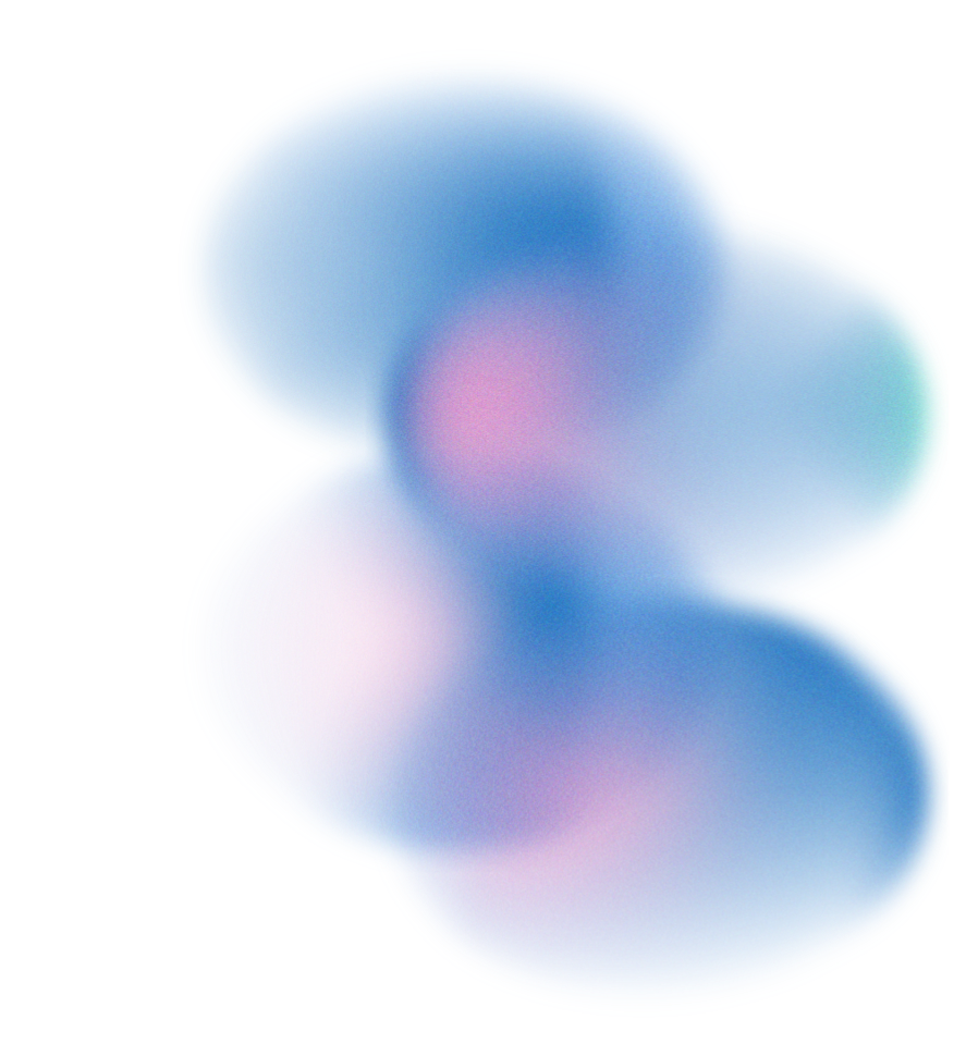 Abstract digital artwork with overlapping translucent blue and pink spheres against a black background