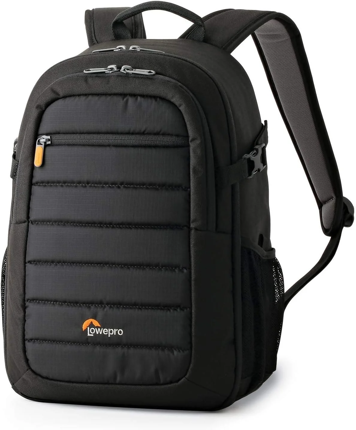 LowePro Tahoe BP 150 black camera backpack for drones and photography gear, lightweight padded design.