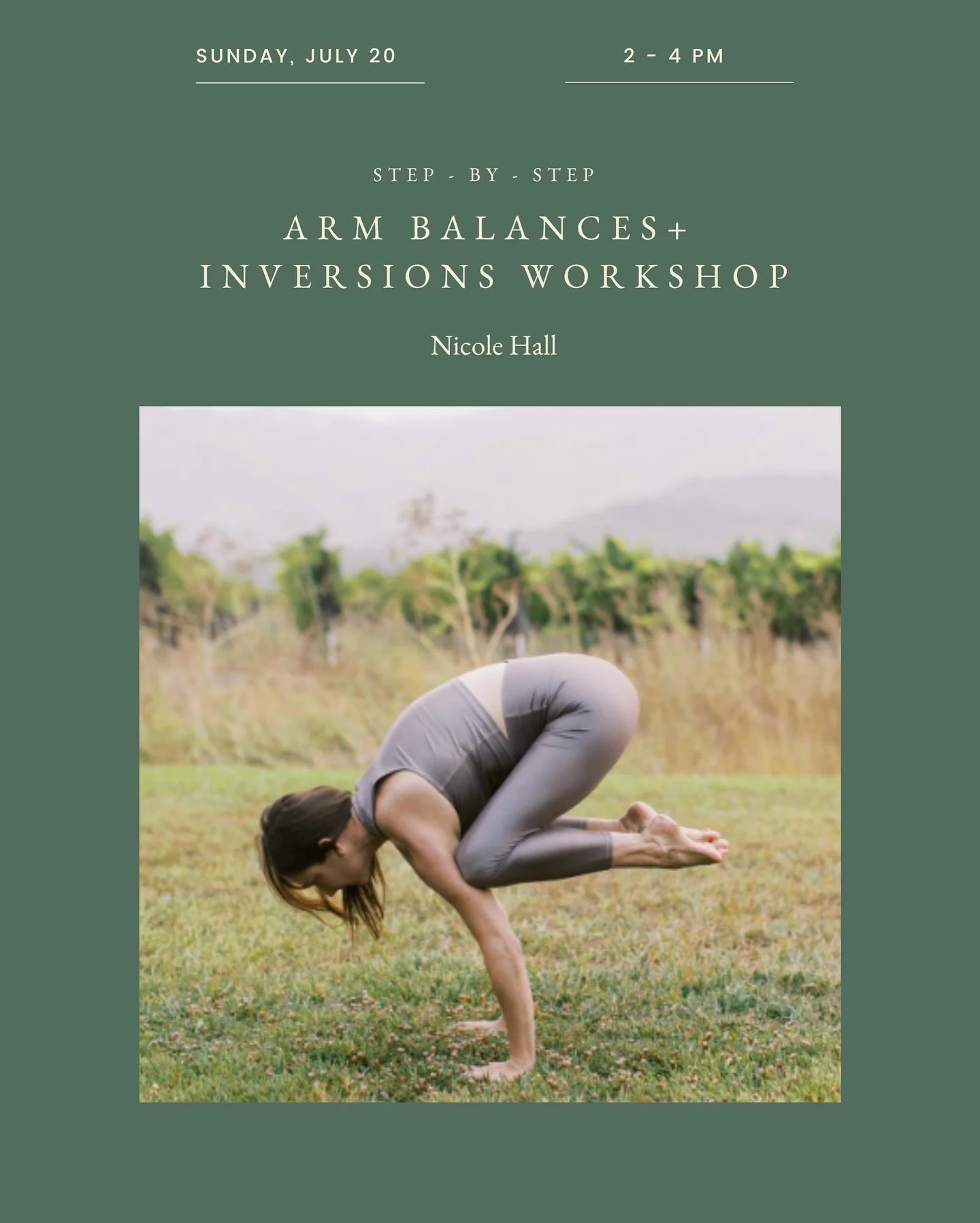 Looking to learn how to navigate arm balances and inversions? This is the perfect workshop to take your time to fully learn each placement and how to properly hold your pose. 

Join @nicolehallyoga for a fun afternoon this Sunday at 2pm! 

Sign up on