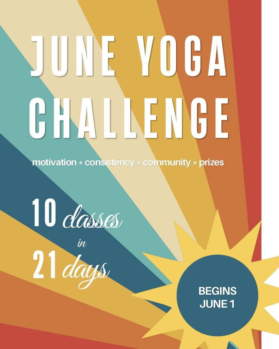 🌞🦋🌞🦋🌞🦋🌞🦋🌞

Sign ups are happening now for our first ever Yoga challenge, kicking off this Monday, June 1.

The concept is simple: take 10 classes in 21 days and be entered to win a Yoga West Grand Prize Pack. All finishers will receive some 