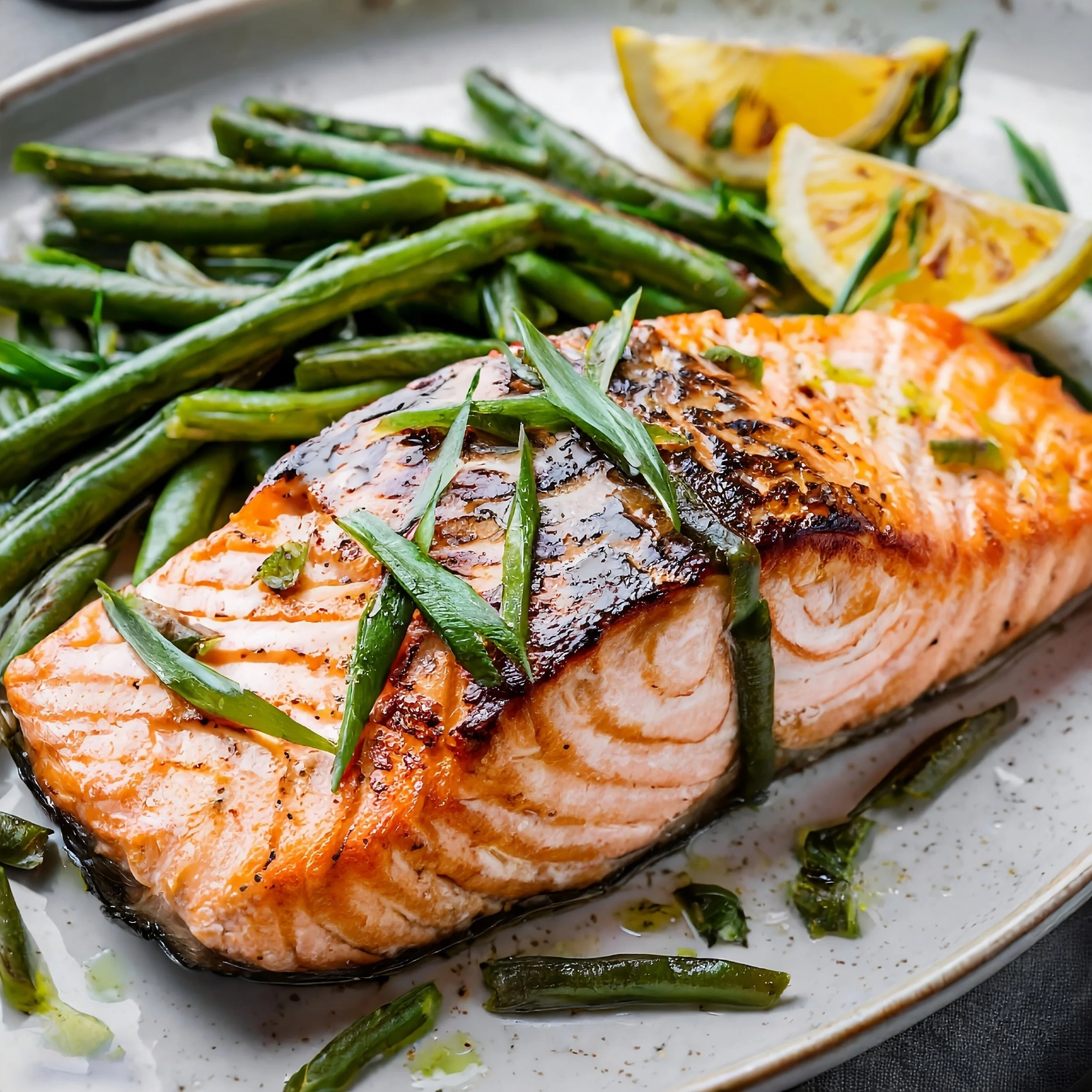 Soy And Ginger Salmon With Green Beans