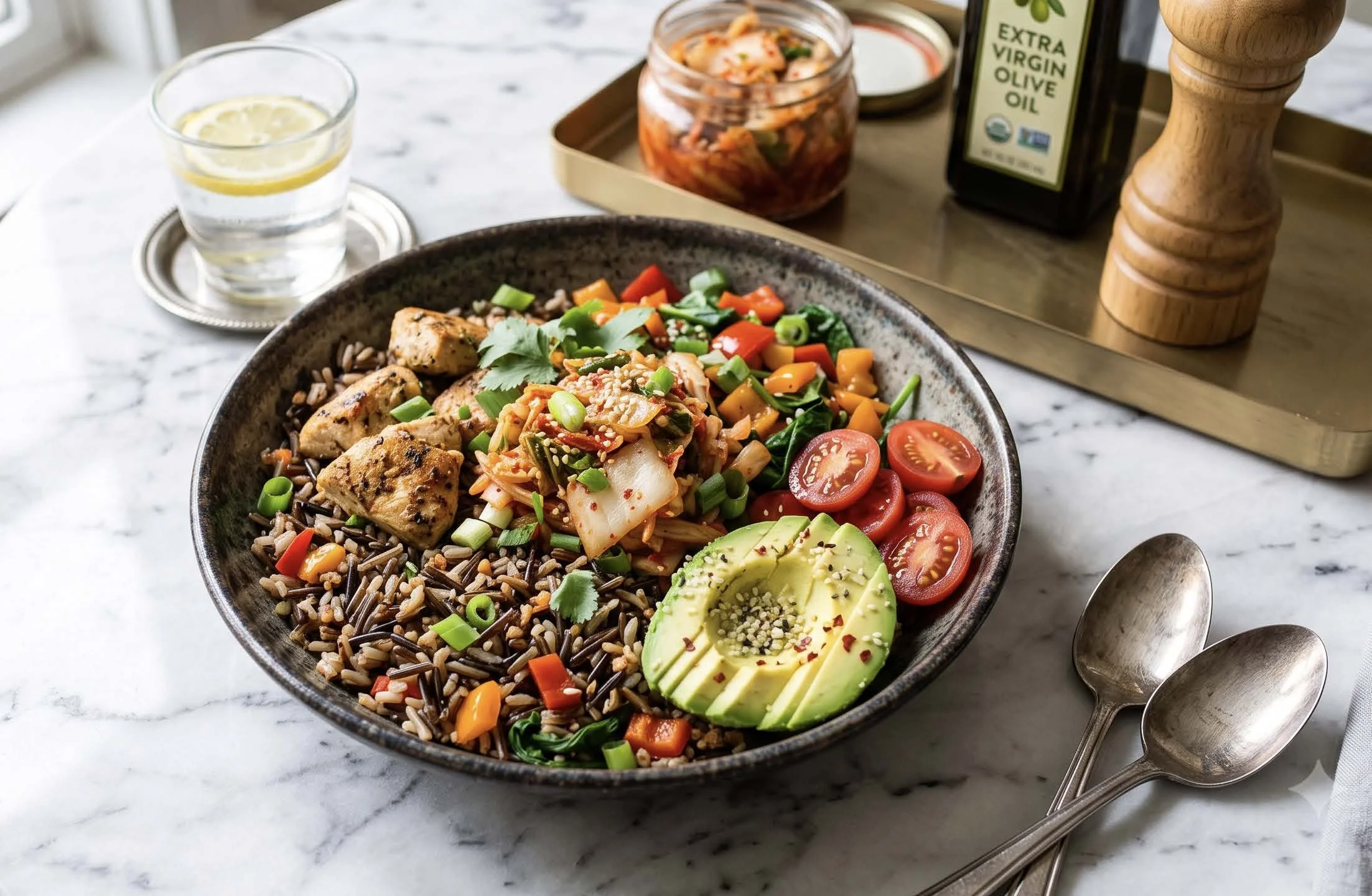 Wild Rice Chicken with Kimchi