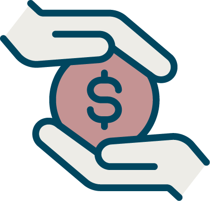 Two hands holding a money bag with a dollar sign.