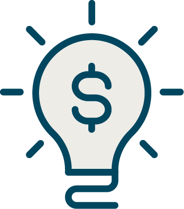 Lightbulb icon with a dollar sign inside, representing financial ideas or money-saving concepts.