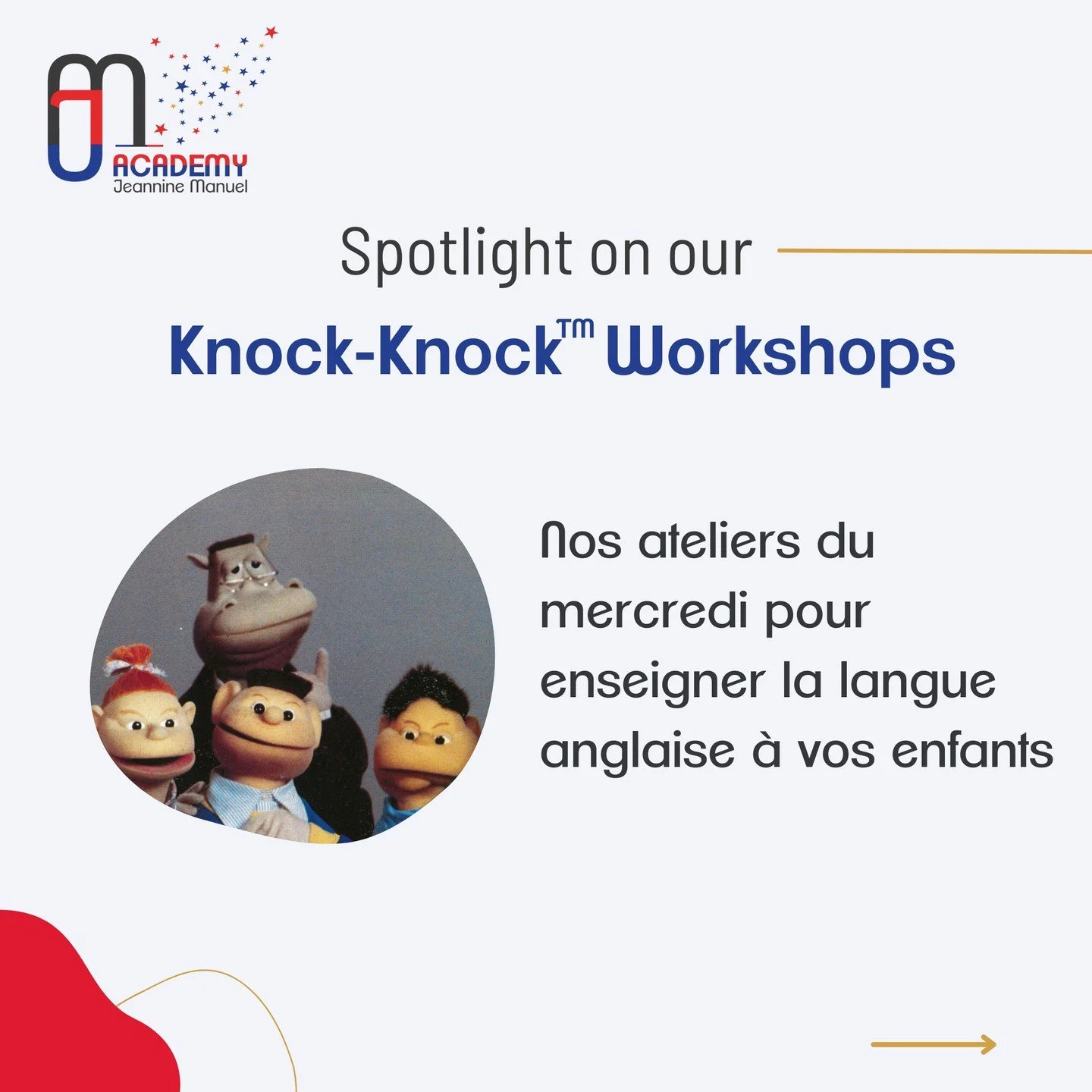 D&eacute;couvrez nos ateliers d&rsquo;apprentissage anglais langue &eacute;trang&egrave;re / seconde langue avec notre m&eacute;thode immersive et ludique !

Ces ateliers extrascolaires s'adressent aux enfants de la MS au CM2 scolaris&eacute;s en r&e