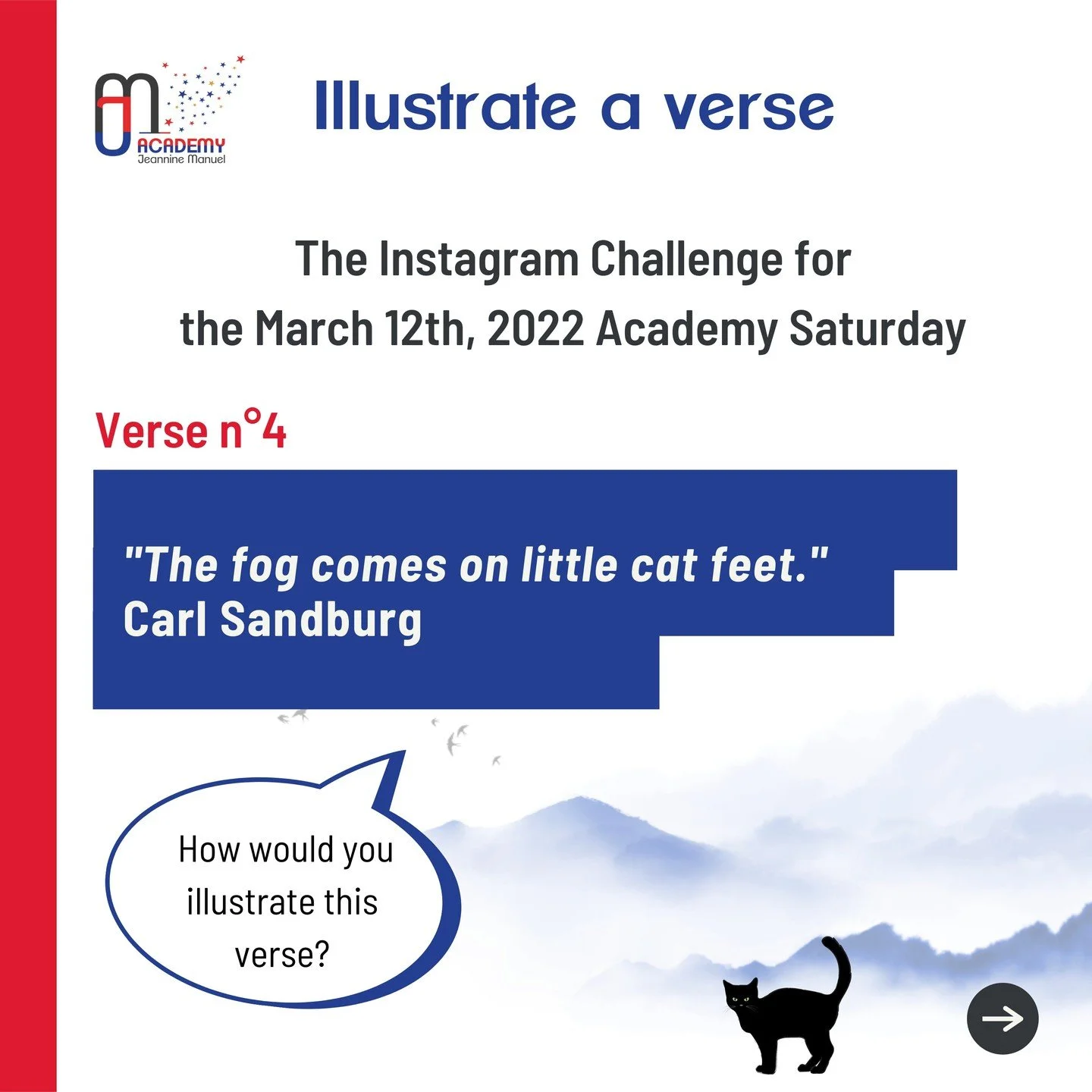 lllustrate a verse Challenge 💭

Here are the illustrations of the fourth verse of the challenge ⬆️ :
&ldquo;The fog comes on little cat feet.&rdquo;
Carl Sandburg