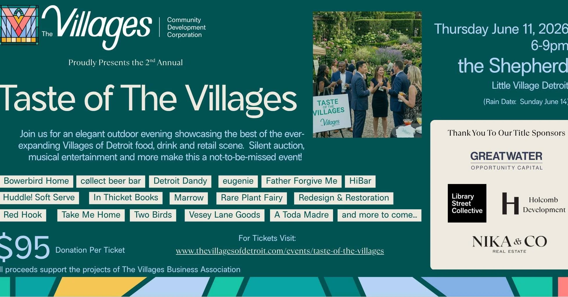 Tickets are now available online:  www.thevillagesofdetroit.com/events/taste-of-the-villages
Get yours today!