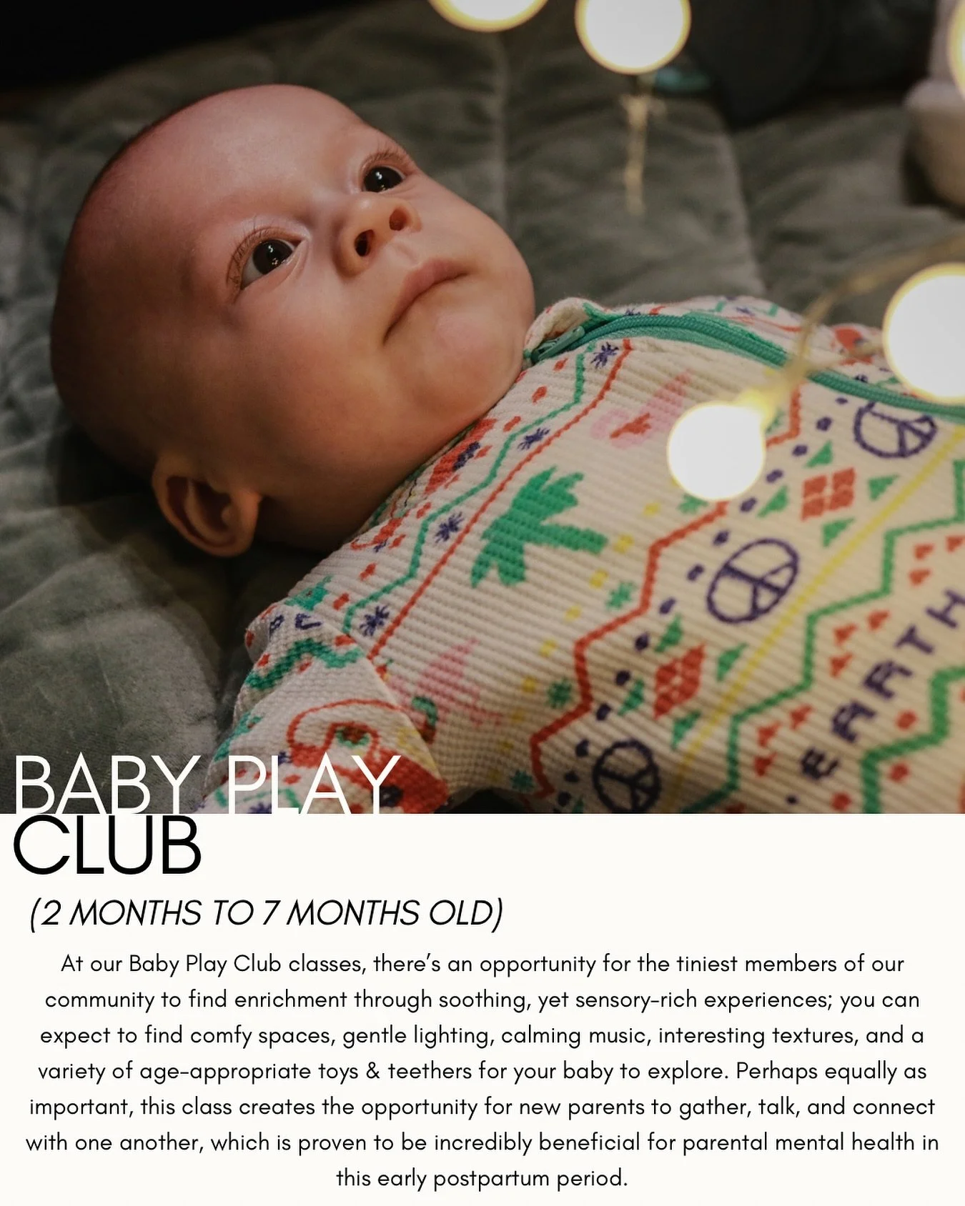 🎶 At the Baby Play Club, we&rsquo;re gonna keep on dancin&rsquo; at the Baby Play Club, the Baby Play Club 🎶 

New class alert! If you have a little one who is 2-7 months old and you are looking for ways to get out of the house with them (while sti