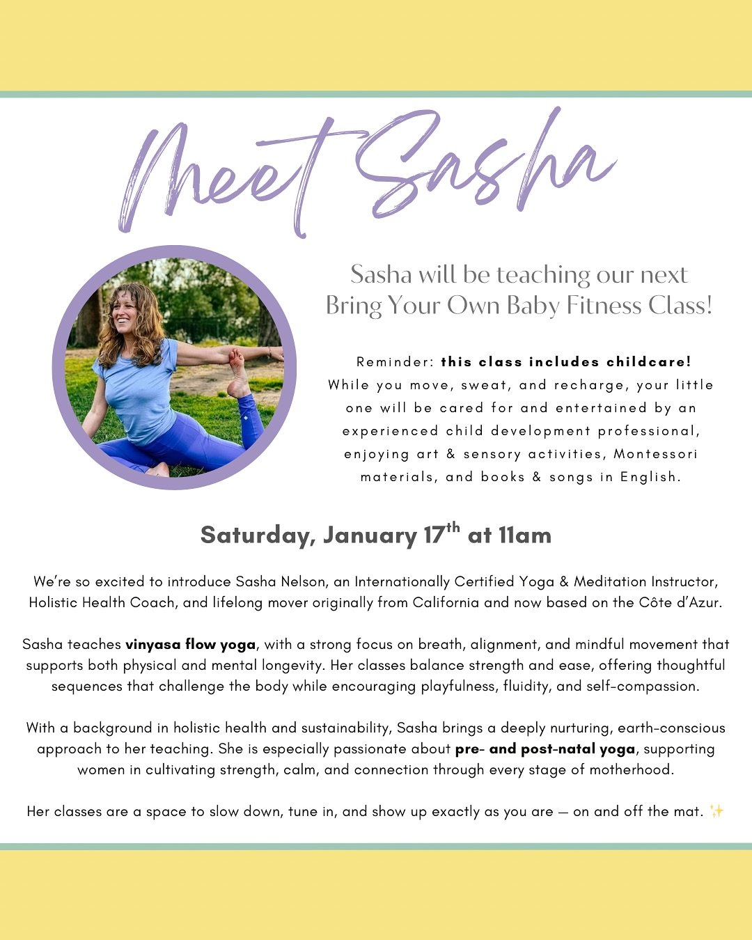 Join us for a moment of movement with Sasha Nelson (@sashayogawellness) this Saturday, January 17th. 

Sasha will be guiding a gentle yet strengthening vinyasa flow yoga class, designed to help you reconnect with your body, your breath, and yourself.