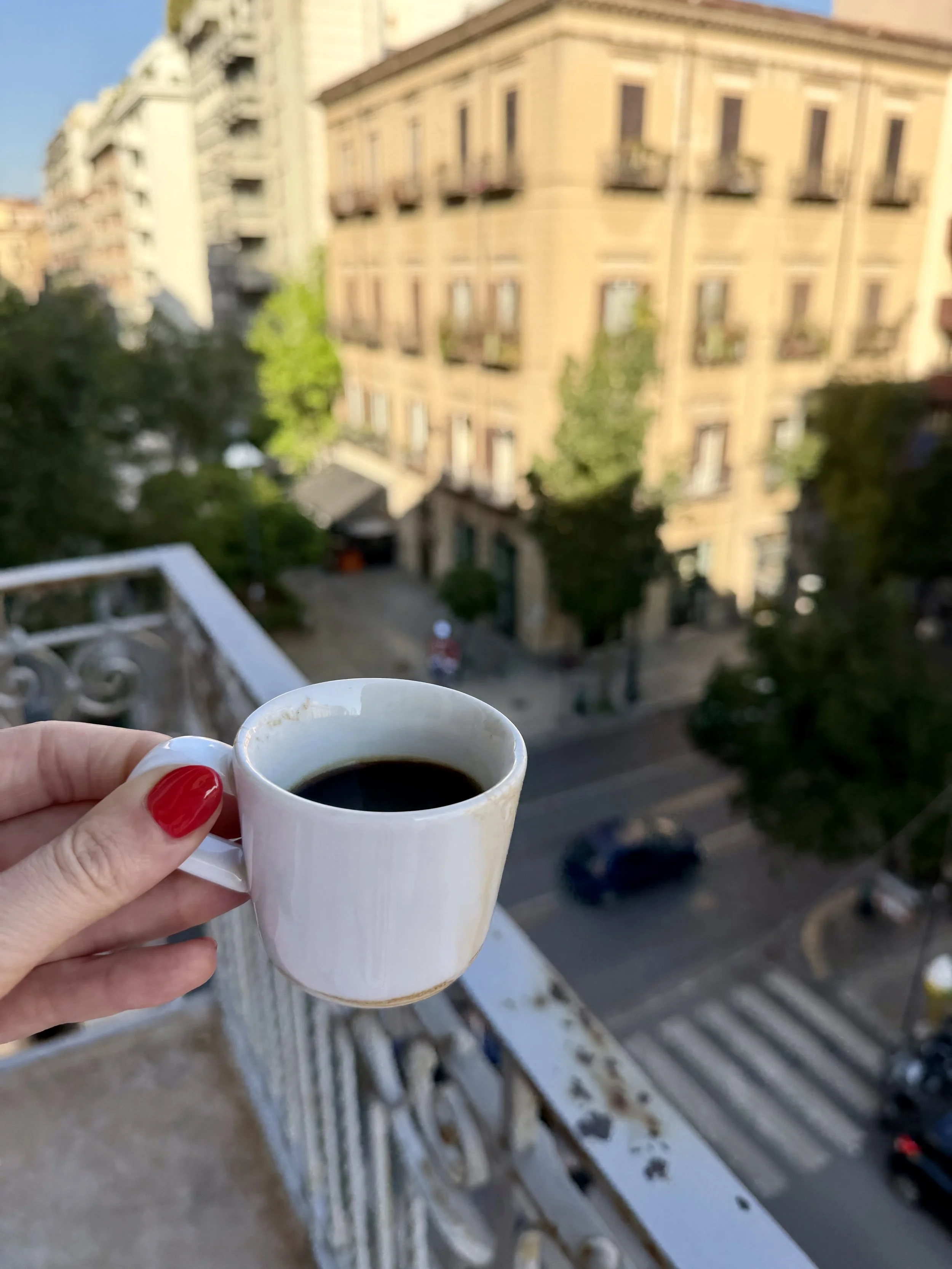 Morning coffee overlooking Palermo during an EMBODY small-group Sicily cultural immersion trip