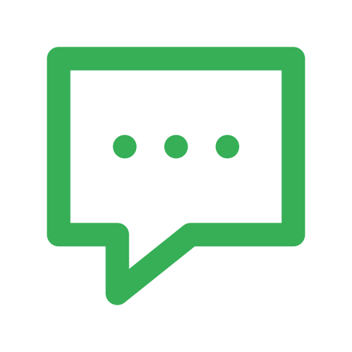 Green speech bubble icon with three dots inside.