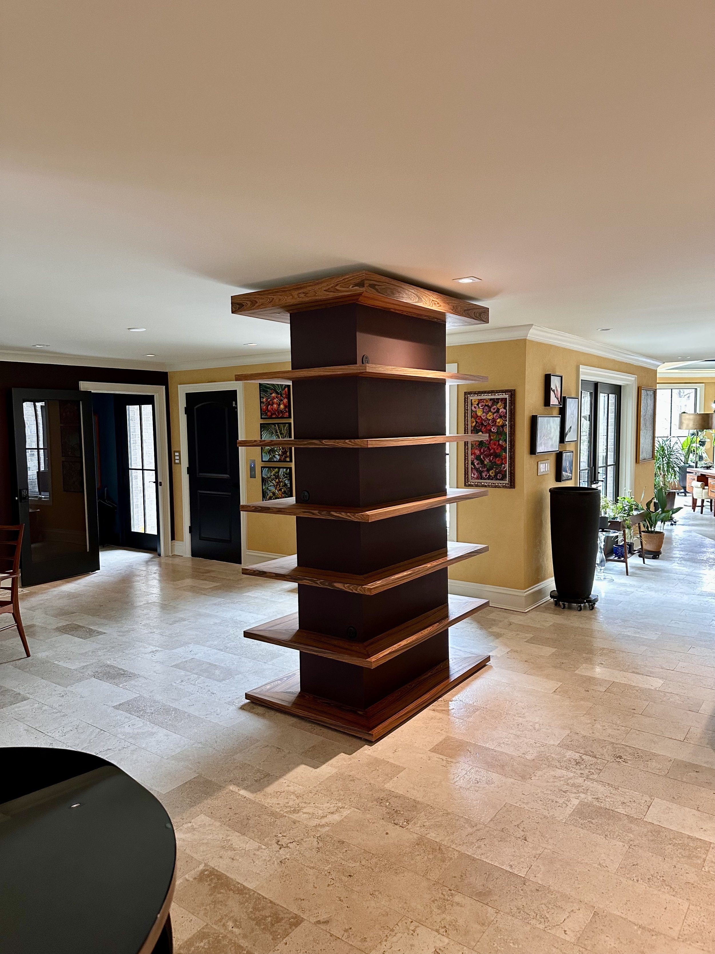 Rosewood wrap around floating shelves
