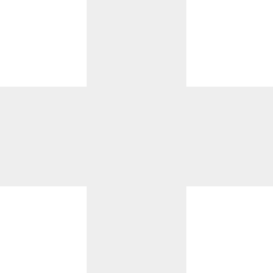 A white cross on a background with black corners.