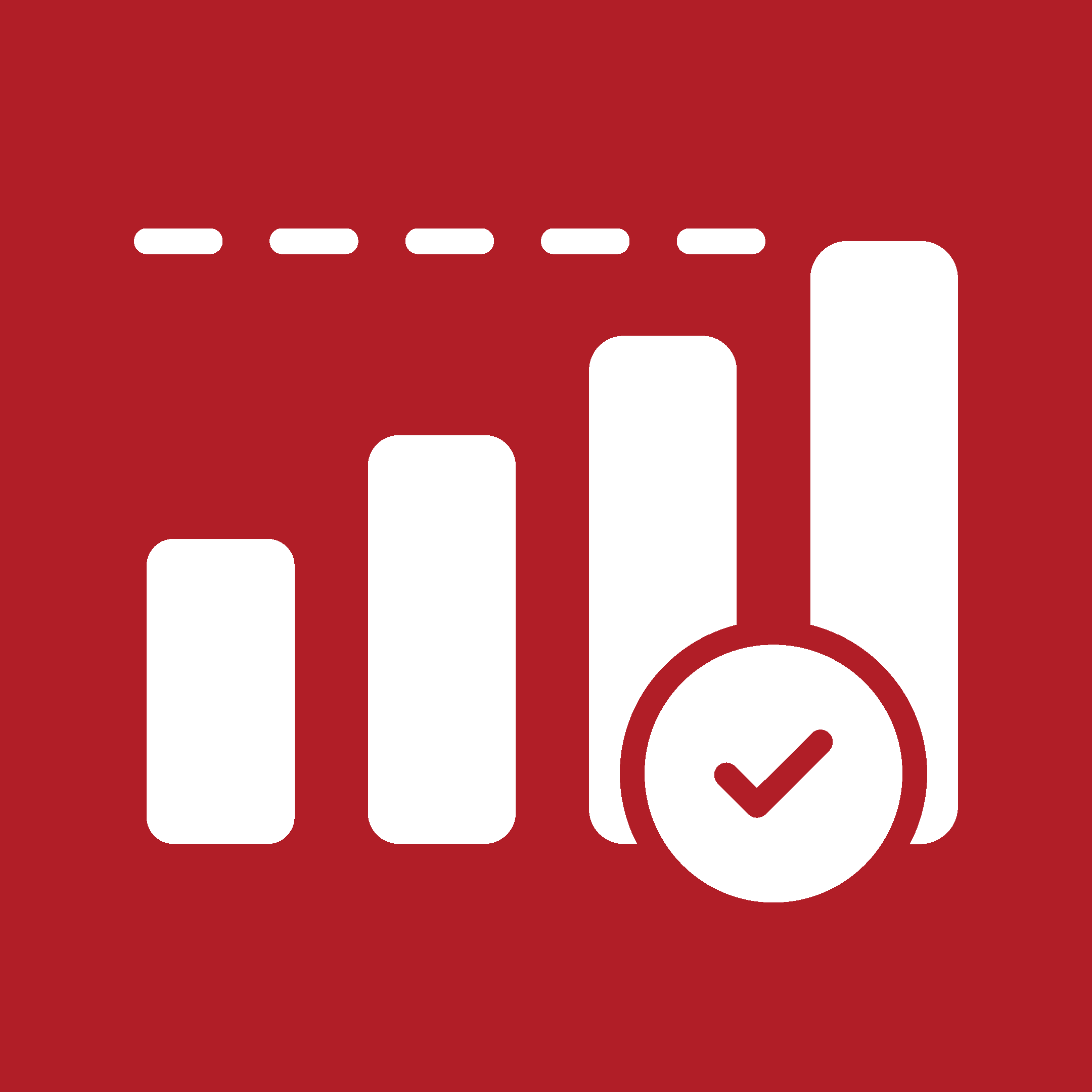 Red background with white text and icons, including the word 'jobs' and a checkmark inside a circle.