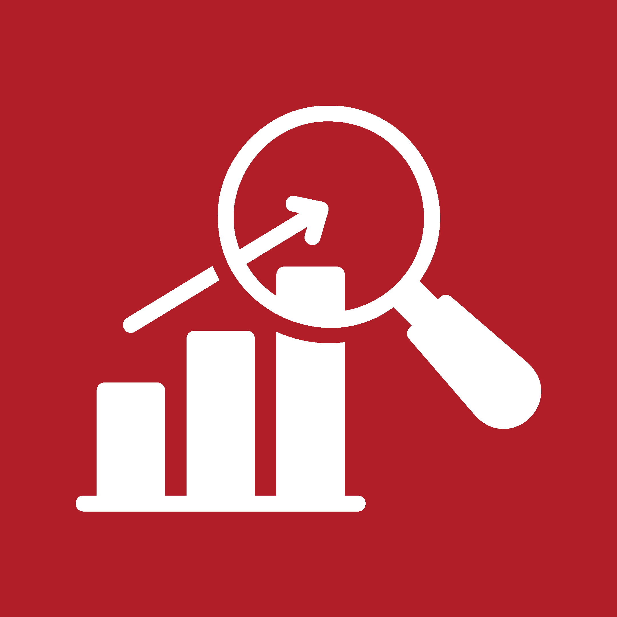 Icon of a clock inside a circle, with a white arrow pointing clockwise, on a red background.