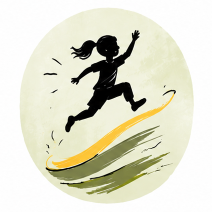 Schattenhafte Silhouette eines Mädchens springt auf einem Skateboard.