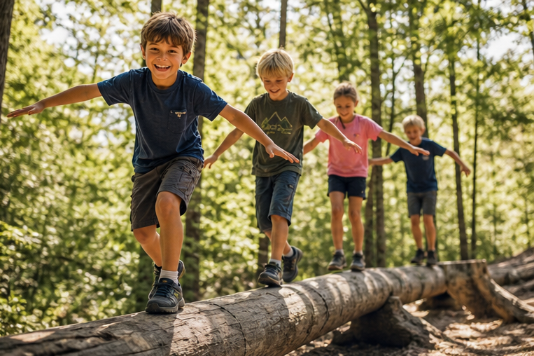 Parkour Ninajs 6-9 Jährigen machen Parkour im Wald von Bad Homburg