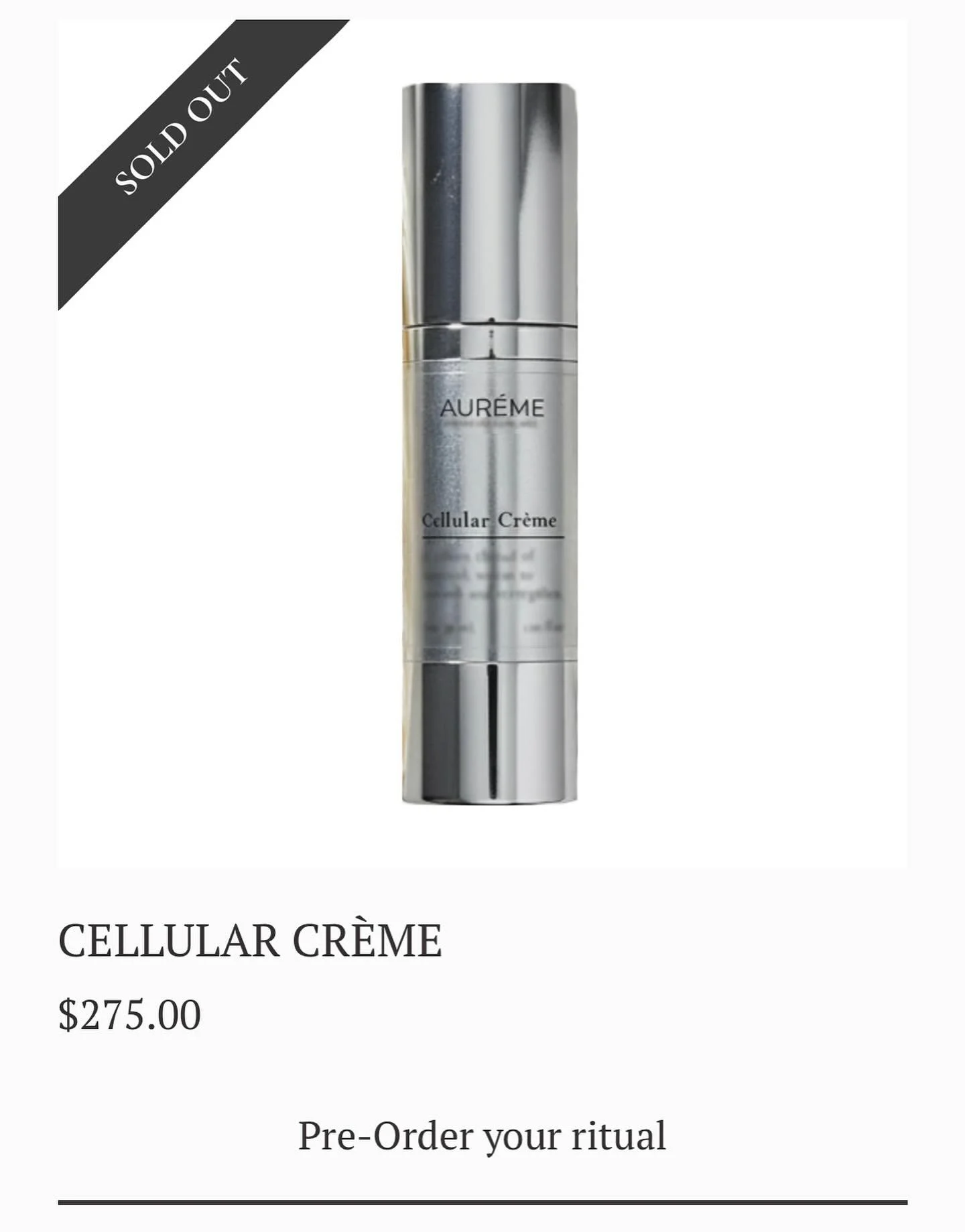 SOLD OUT! Free samples of Cellular Cr&egrave;me will be included in every order whilst stocks last