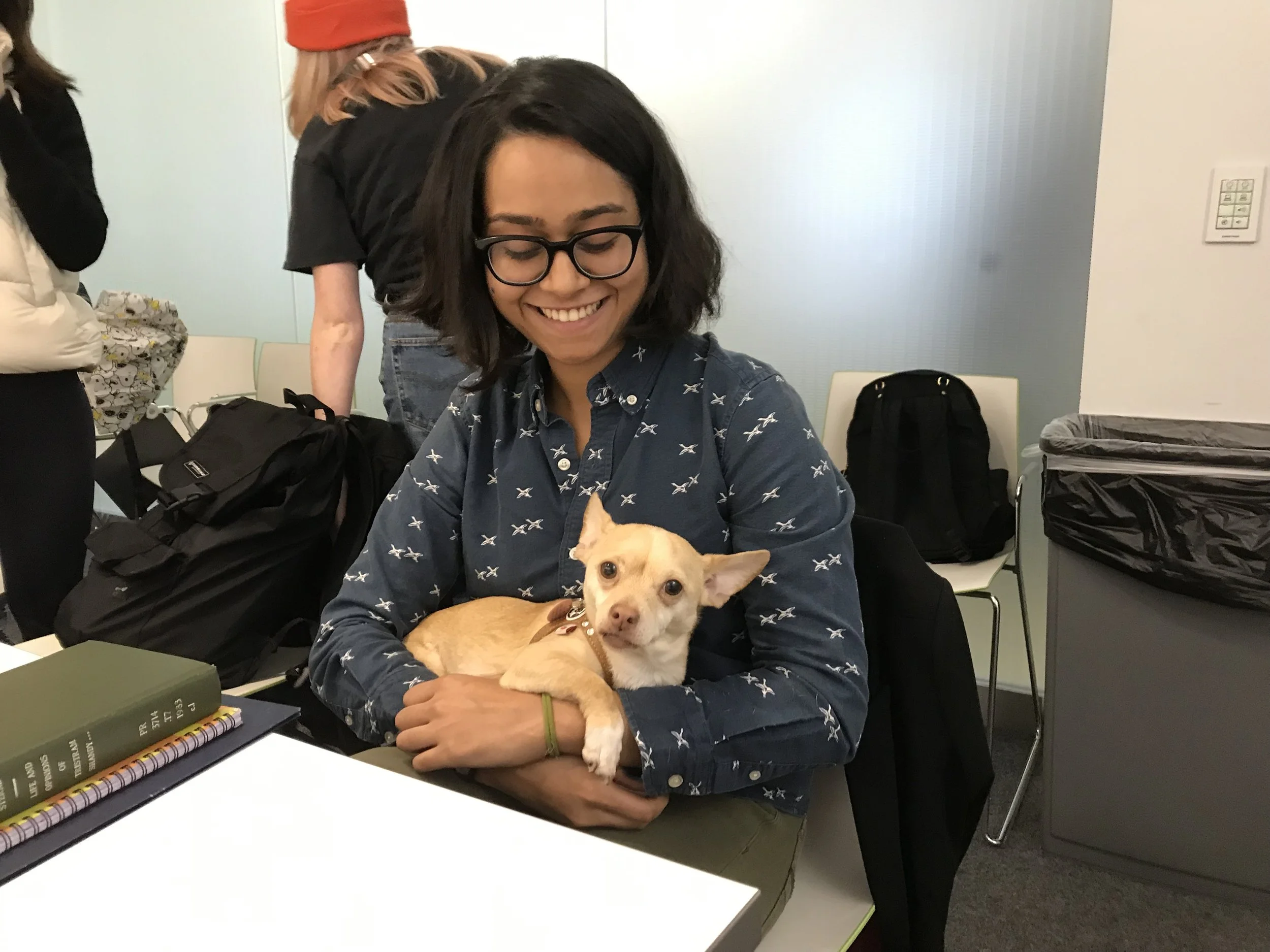 Elsie comes to my graduate classes.jpeg