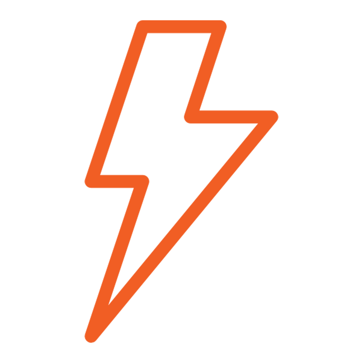 An orange outline of a lightning bolt with the words 'Power Up' written above in black.