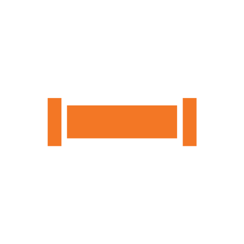 Icon of a horizontal barbell weight in orange.