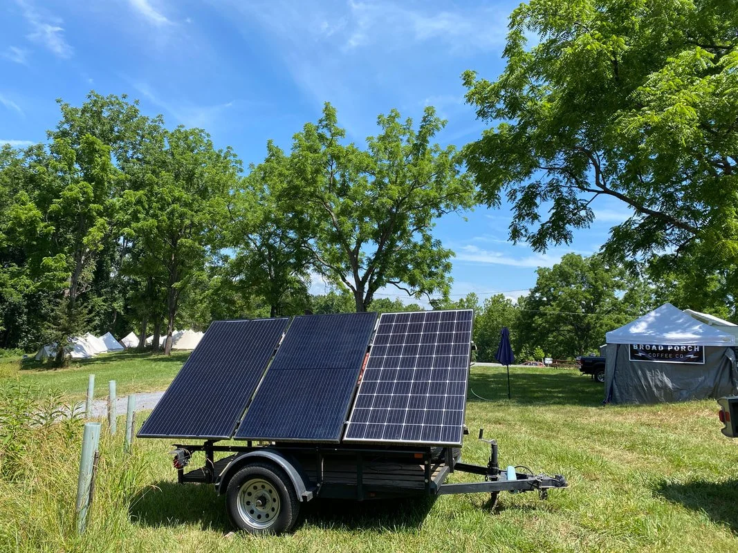 Solar panel generator outside at Redwing Roots Festival.
