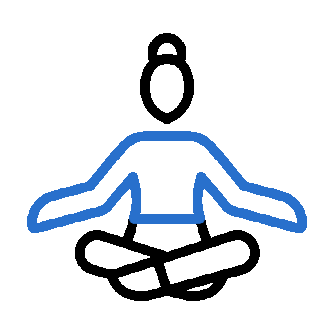 Icon of a person sitting in a cross-legged meditation pose with a kettlebell above their head.